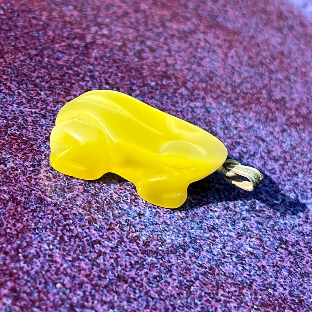 Vintage Carved Stone Frog Pendant